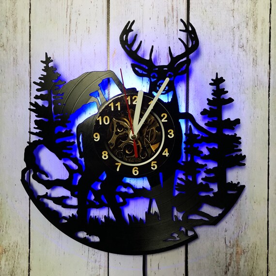 Skull Led Lighting Vinyl Record Wall Clock Unique Wall Night Lamp Remote Control Night Lights Home Garden