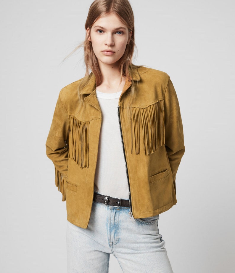 tan suede tassel jacket