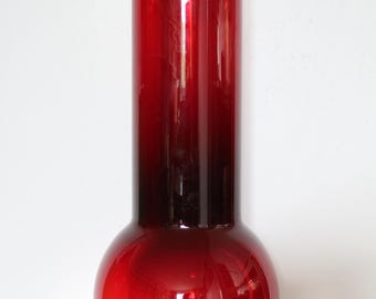 Beautiful XL floor vase made of red glass in HandMade Quality, Vintage