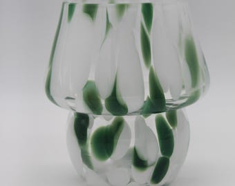 Wunderschönes schweres Windlicht aus farbigem Glas im Murano-Glas-Design, Vintage