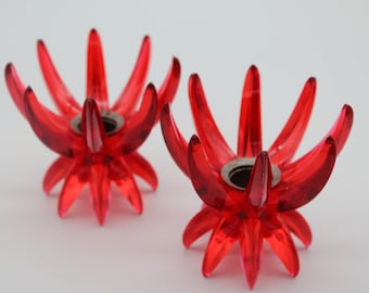 Pair of stylish acrylic candle holders, vintage 60s