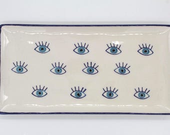 Wunderschöne handgemachte und -bemalte Platte, Vintage