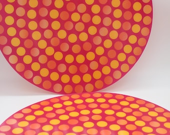 Set of 2 cool retro placemats with psychedelic pattern, vintage