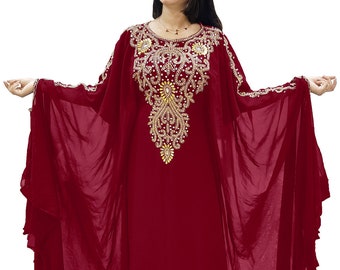 maroon kaftan dress