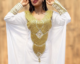 white and gold african dress