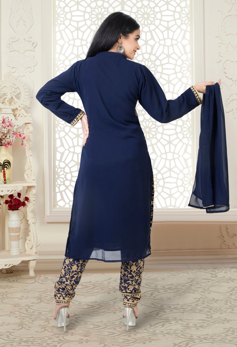 New Latest Golden Zari Work Anarkali Designer Anarkali With Dupatta For Party /& Wedding