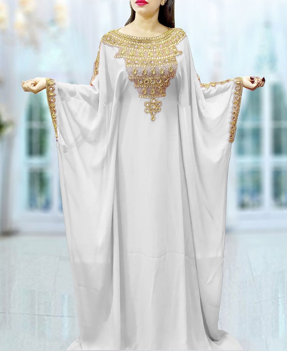 African Abaya Long Maxi Golden Beaded Formal Dubai Kaftan for | Etsy