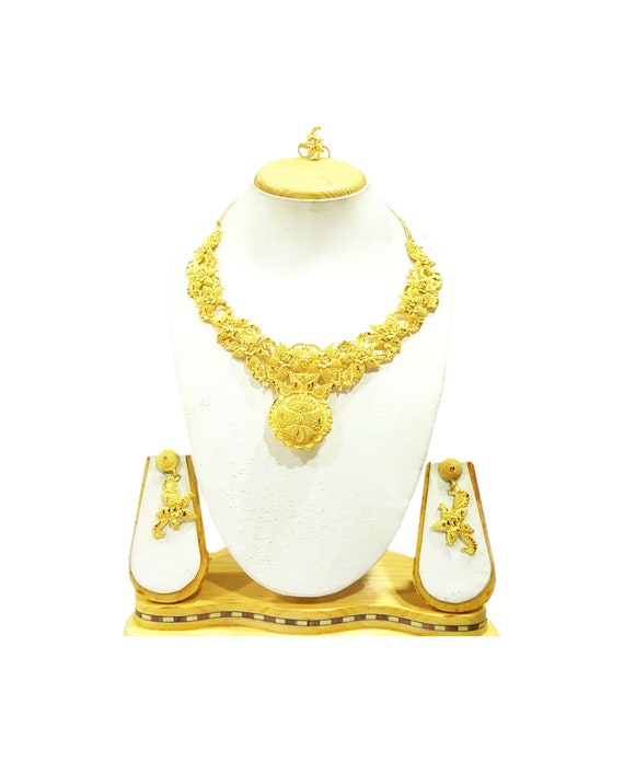Indian Wedding Masterpiece Gold Plated Floral Design Earrings Etsy