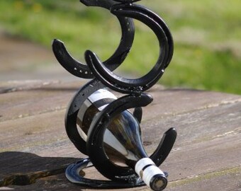 3 Bottle Upright Horseshoe Wine Rack