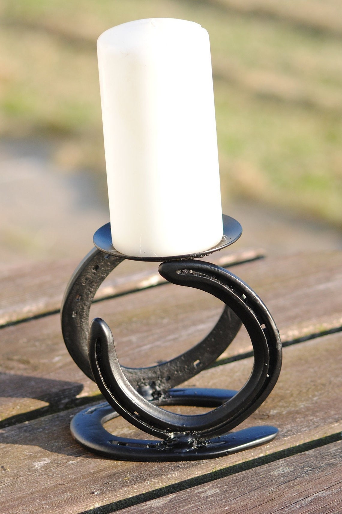 Horseshoe Candle Holder complete With Candle Etsy
