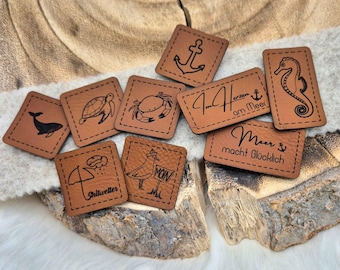 Kunstleder Patch, Label, Maritim, Meerestiere