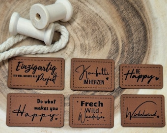 Kunstleder Patch, Label, Sprüche, Einzigartig, Konfetti im Kopf, Wirelwind, New to the crew