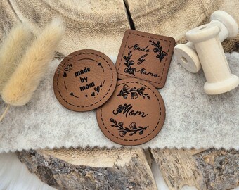 Kunstleder Patch, Label, Made by Mama