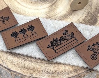 Kunstleder / SnapPap / Kork, Label, Erntedank, Blumen, Gemüse, Rüben Schubkarre