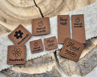 Kunstleder Patch, Label, Handmade, Blume, Marienkäfer
