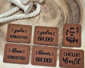 Kunstleder Patch, Label, Geschwister, kleiner Bruder, großer Bruder, kleine Schwester, große Schwester, Familie