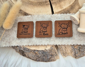 Kunstleder Patch, Label, Mini-Boss, Dorfmädchen, Kuh, Galloway