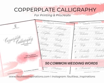 Wedding Calligraphy Practice Sheets | Copperplate, 50 Words (PDF & JPEG)