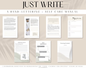 Hand-Lettering Workbook | Self-Care Prompts, Calligraphy Practice (Digital Journal)