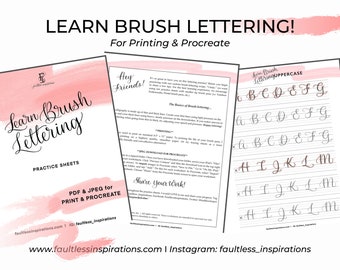 Brush Lettering Practice Sheets | Modern Calligraphy Guide (PDF, Procreate)