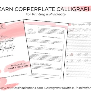 Kalligrafie Übungsblätter in Kupferdruck | Kalligrafie Praxisleitfaden | Kalligraphie Übungsblätter Download für Procreate, iPad und PDF