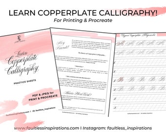 Copperplate Calligraphy Practice Sheets | Procreate & PDF