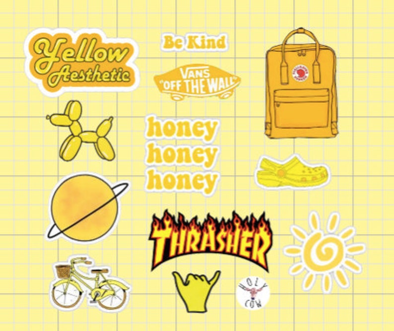Yellow Aesthetic Sticker Pack Etsy