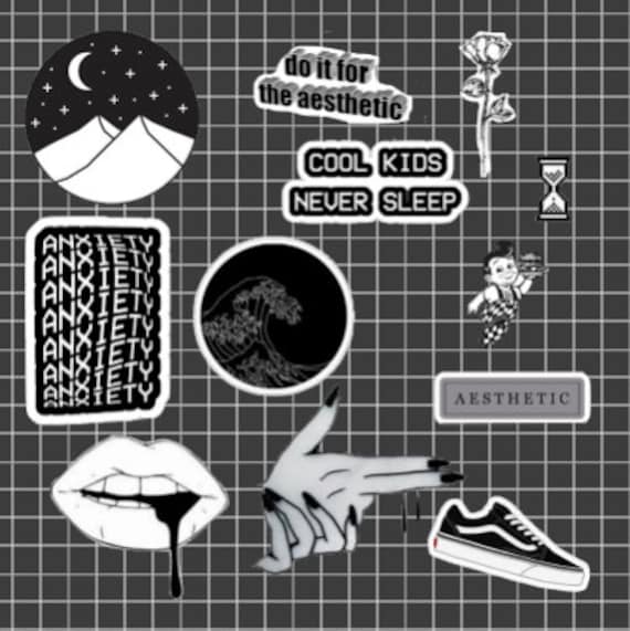 Black Aesthetic Sticker Pack | Etsy