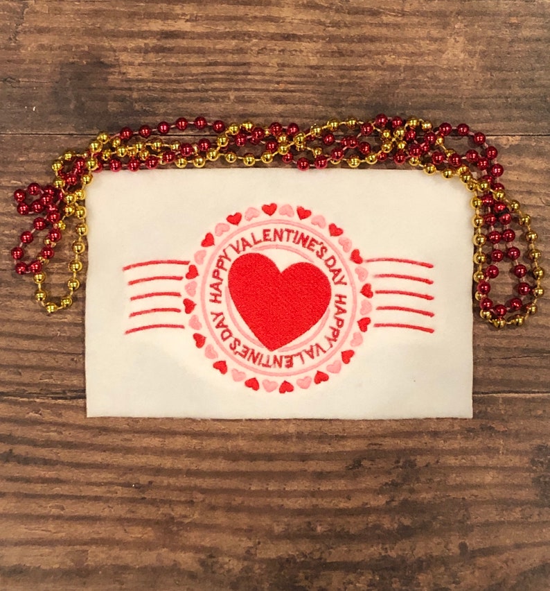 Happy Valentine's Day Postmark Embroidery Design 5x7 | Etsy