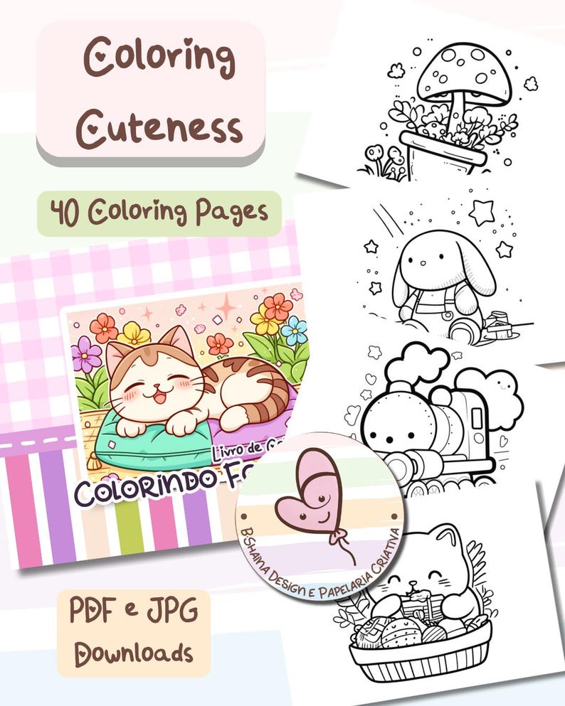 Coloring Cuteness – Printable Coloring Book PDF | 40 Cute Pages for ...