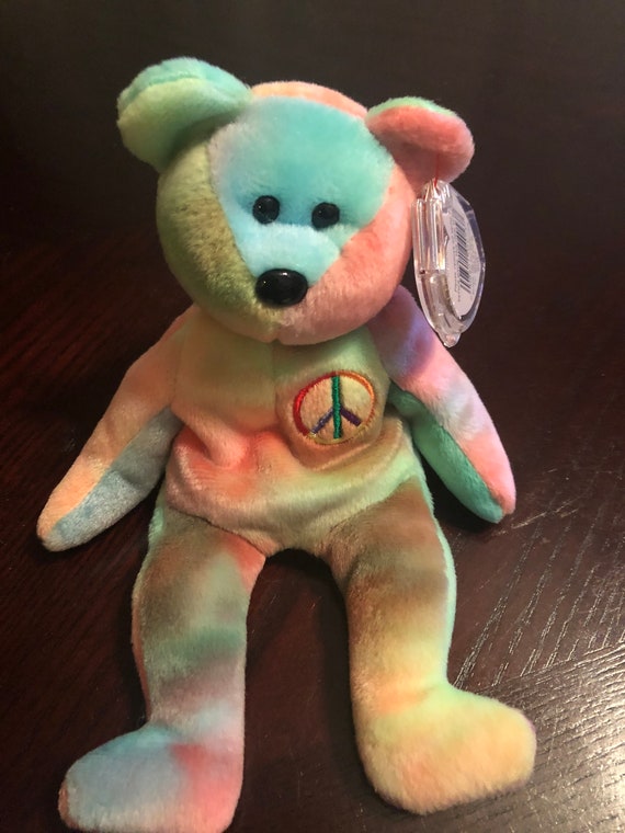 peace bear beanie baby