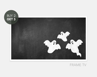 Samsung Frame TV Art, Modern Spooky Chalk Ghosts, Frame TV Art, Samsung Art TV, Instant Download, Happy Halloween, Halloween