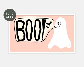 Samsung Frame TV Art, Modern Cheerful Ghost says Boo, Frame TV Art, Samsung Art TV, Instant Download, Happy Halloween, Halloween