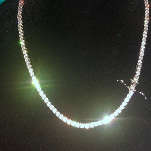 Micro Tennis Necklace in White Gold
