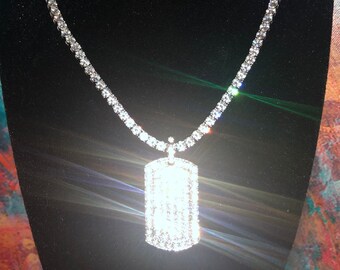 Iced Out Dog Tag CUSTOM White Gold 