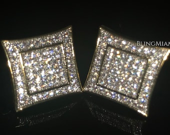 Iced Out Mens Diamond Earrings GOLD