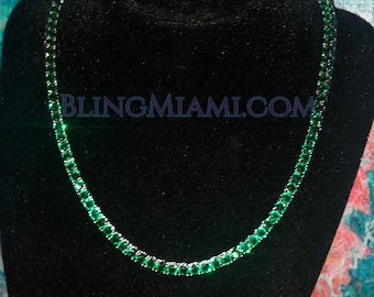 Emerald Tennis Necklace Emerald Tennis Chain by Bling Miami