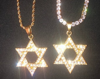 Star Of David custom Iced Out Pendant