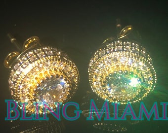 Mens Iced Out Earrings Bling Miami