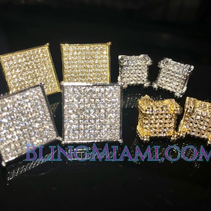Square Iced Out Mens Earrings LARGE