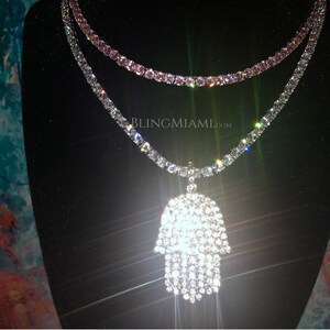 Hand Of God Hamsa Iced Out Pendant Necklace custom