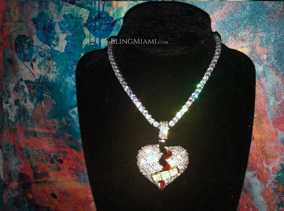 Broken Heart Iced Out Chain Custom | Etsy