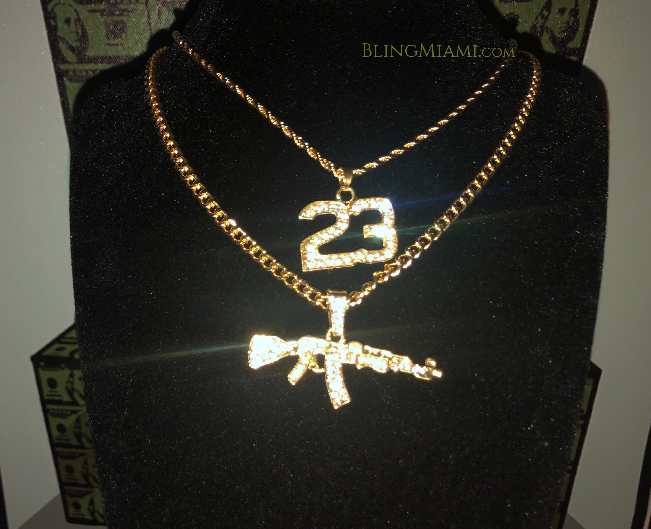 Silver Plated Alloy NBA YOUNGBOY 4KT & Iced 1 Row Cubic Zirconia Chain  Necklace