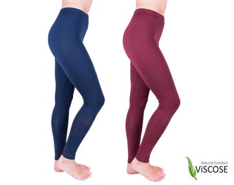 Womens Plain Stretchy Soft Viscose Gym Yoga Sports Fitness Full Length Leggings 