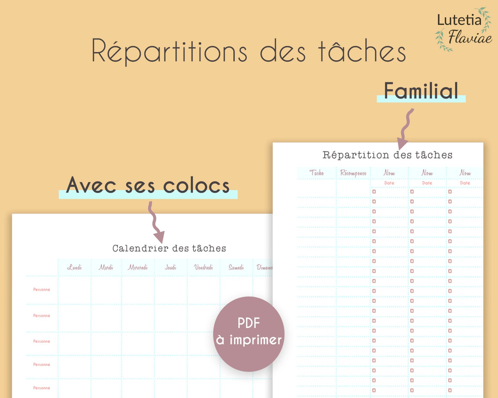 Planificateur de Ménage à imprimer, Fiches pour l'organisation des