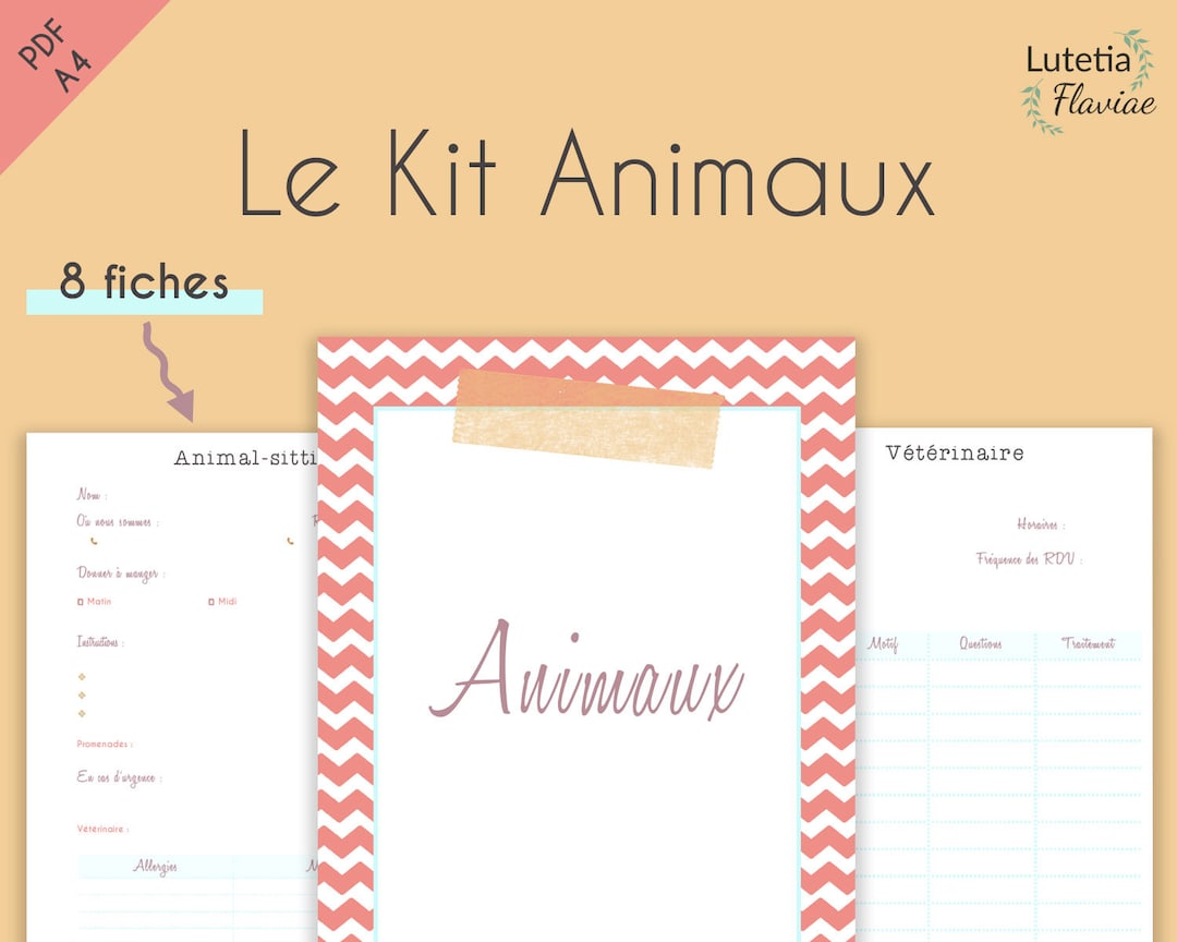 Schéma Très Simplifié Du Plan Dorganisation De Quelques Animaux Suivi des animaux à imprimer Planificateur des RDV chez le - Etsy France
