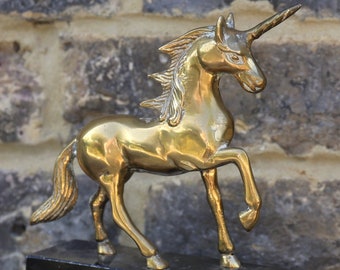 Vintage Brass Unicorn Statue