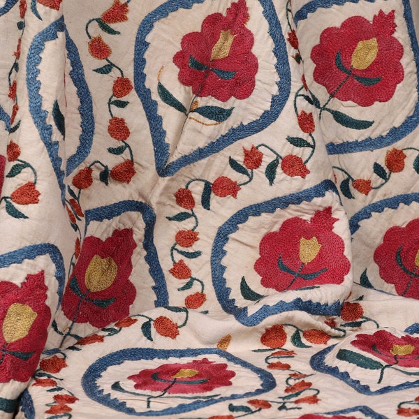 Vintage Textile Hand Embroidered Suzani Panel