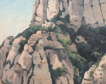 Pintura al óleo antigua: paisaje francés