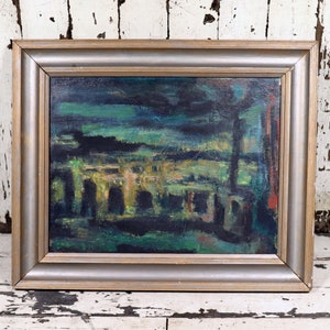 Vintage Oil Painting on Board New York 1957